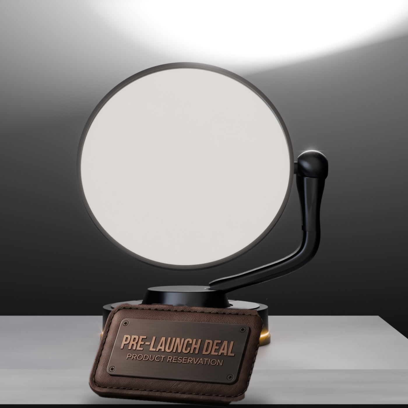 ohoya Heliostat Base im Studio, Pre-Launch-Deal-Schild